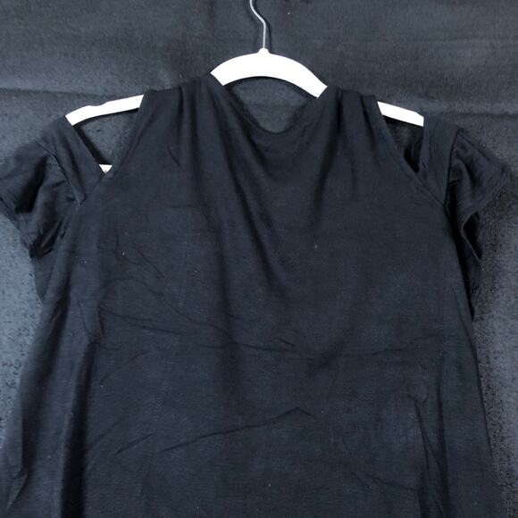LOFT Womens Top Black Cold Short Sleeve Shoulder Rayon Blend Stretch M - Picture 11 of 12